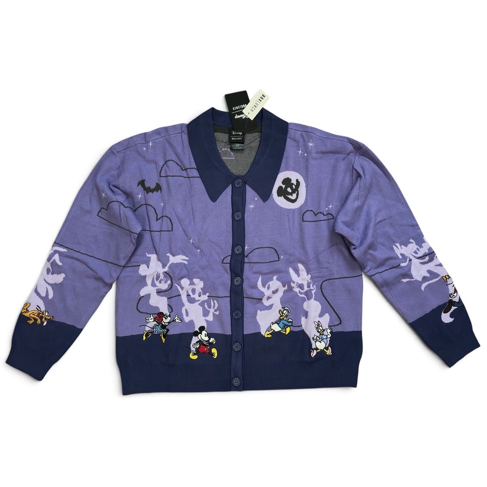 Disney Mickey Friends Halloween Parade Glow-in-The-Dark Cardigan Sweater Size 2X